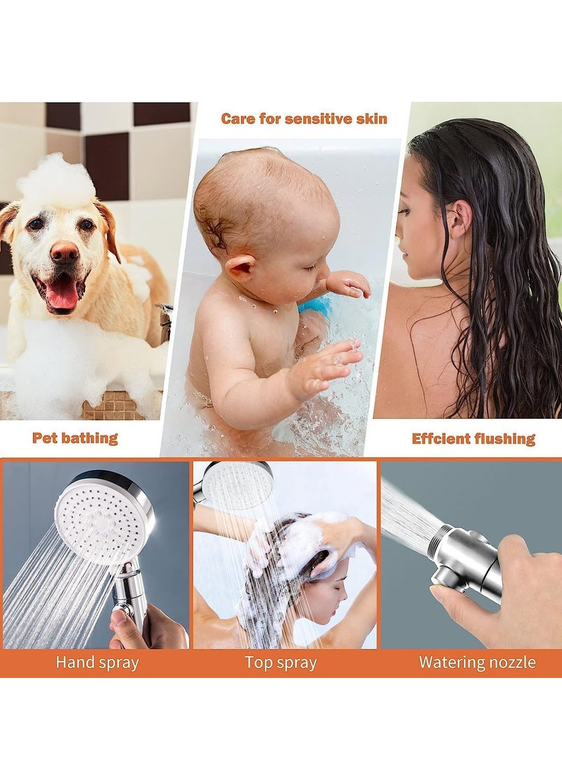 Generic - High Pressure Shower Head, Water Saving Hand Shower, 5 Jet Types, Handheld Showerhead for Bathing and Spa, Modern Square Handheld Shower Head Silver - Image 1