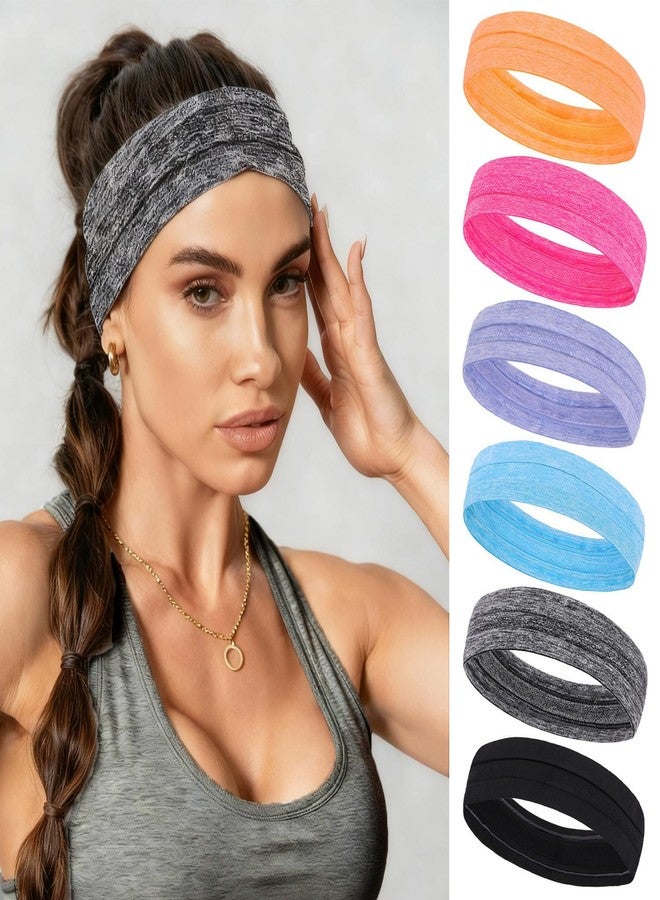 إكستريند مجموعة إكس تريند من 6 قطع من عصابات الرأس الماصة للعرق للنساء للتمارين الرياضية، عصابة رأس أنيقة للنساء مانعة للانزلاق، عصابة رأس رياضية ماصة للرطوبة لليوجا - Image 1