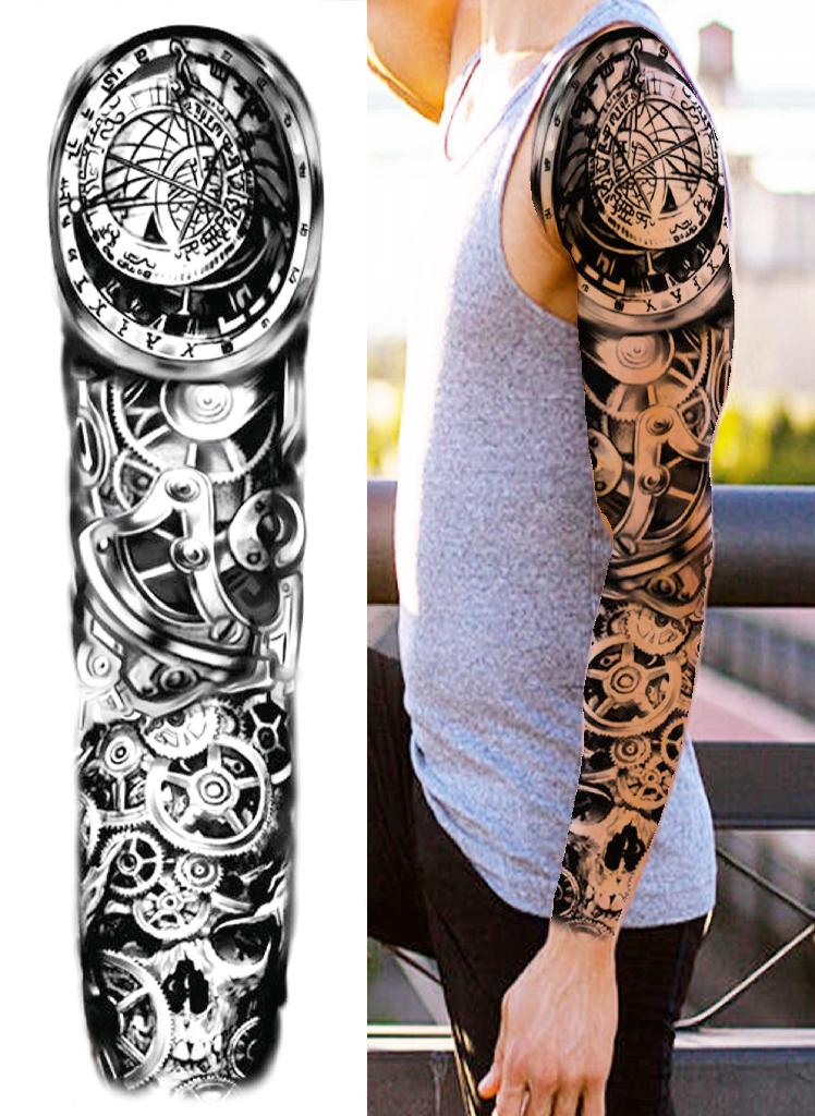 تاتو مؤقت بتصميم قبيلة الماوري للرجال والنساء البالغين - ملصق تاتو حيوانات أسود لتزيين كامل الذراع