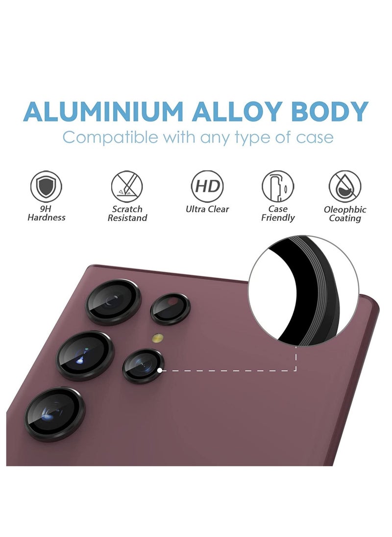 Raxoom Samsung Galaxy S22 Ultra Camera Lens Protector [3+2], Anti Scratch HD Tempered Glass Back Camera Protective Film Ring Cover, Black - Image 2