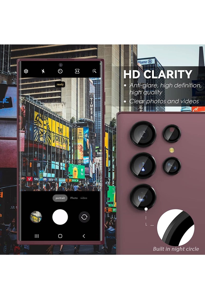 Raxoom Samsung Galaxy S22 Ultra Camera Lens Protector [3+2], Anti Scratch HD Tempered Glass Back Camera Protective Film Ring Cover, Black - Image 3