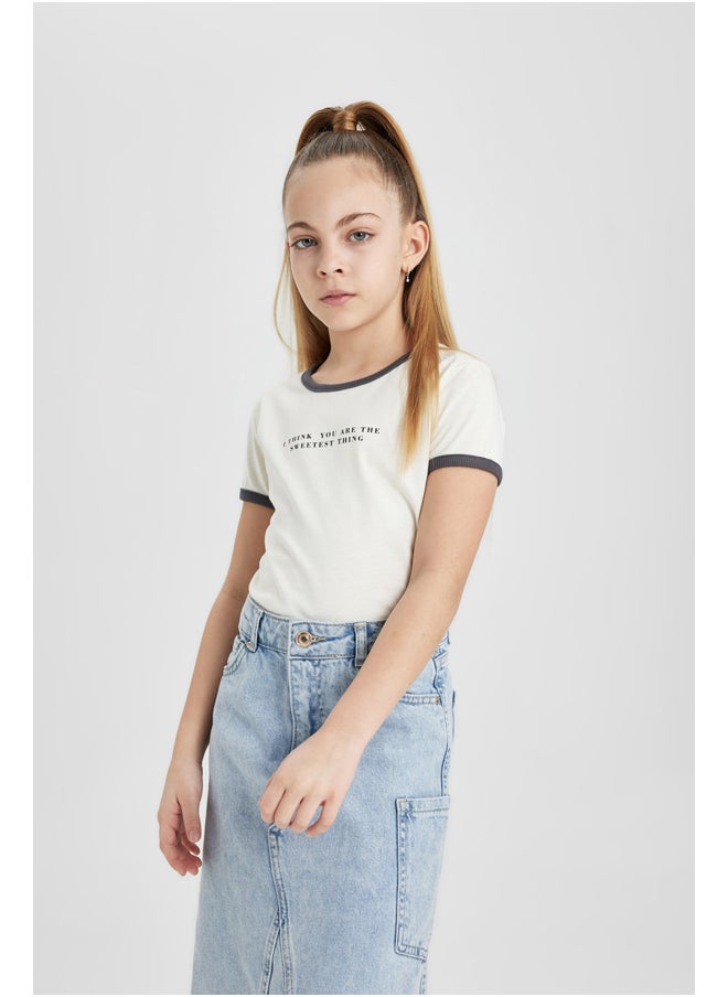 DeFacto - Girl Cropped Fit Knitted Short Sleeve Body - Image 1