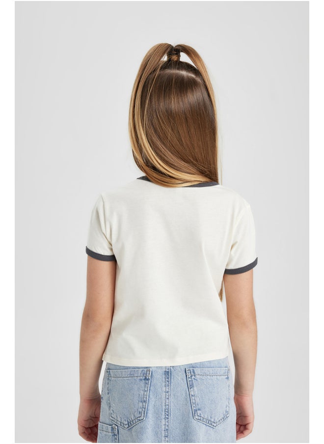 DeFacto - Girl Cropped Fit Knitted Short Sleeve Body - Image 1