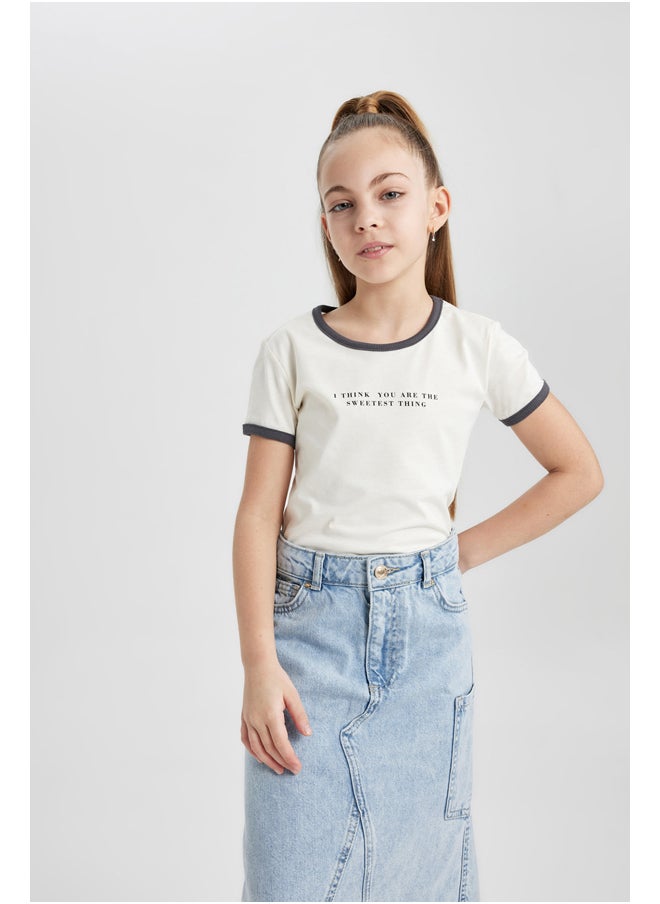 DeFacto - Girl Cropped Fit Knitted Short Sleeve Body - Image 1