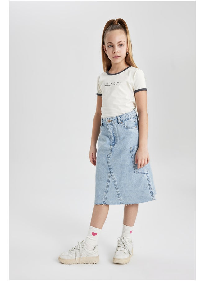 DeFacto - Girl Cropped Fit Knitted Short Sleeve Body - Image 1