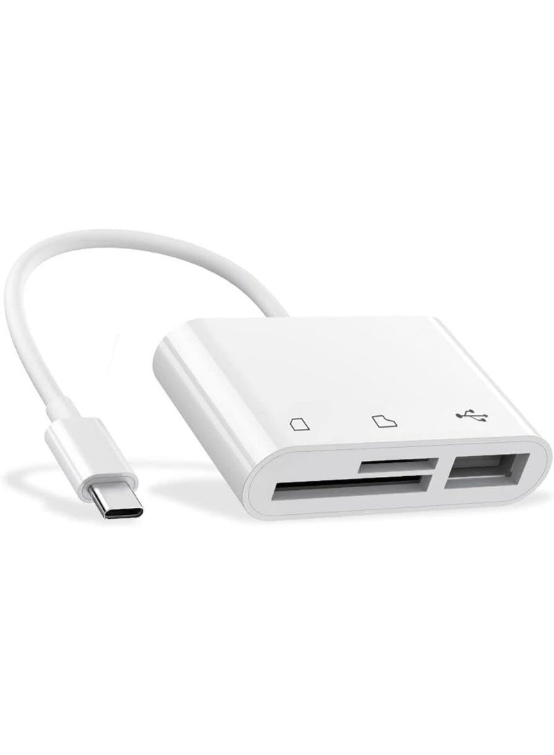 قارئ بطاقات USB-C SD 3 في 1 لأجهزة Mac، مزود بمنافذ SD و TF و USB، لنقل البيانات بسرعة عالية. - Image 1