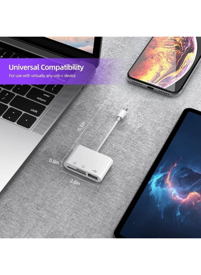 قارئ بطاقات USB-C SD 3 في 1 لأجهزة Mac، مزود بمنافذ SD و TF و USB، لنقل البيانات بسرعة عالية. - Image 5