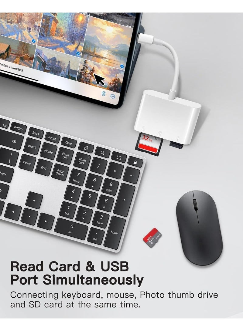 قارئ بطاقات USB-C SD 3 في 1 لأجهزة Mac، مزود بمنافذ SD و TF و USB، لنقل البيانات بسرعة عالية. - Image 3