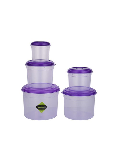 5-Piece Plasticware Jar Large Leak-Proof Airtight Meal Prep Containers Boxes With Snap-On Lids Food Storage Container Set