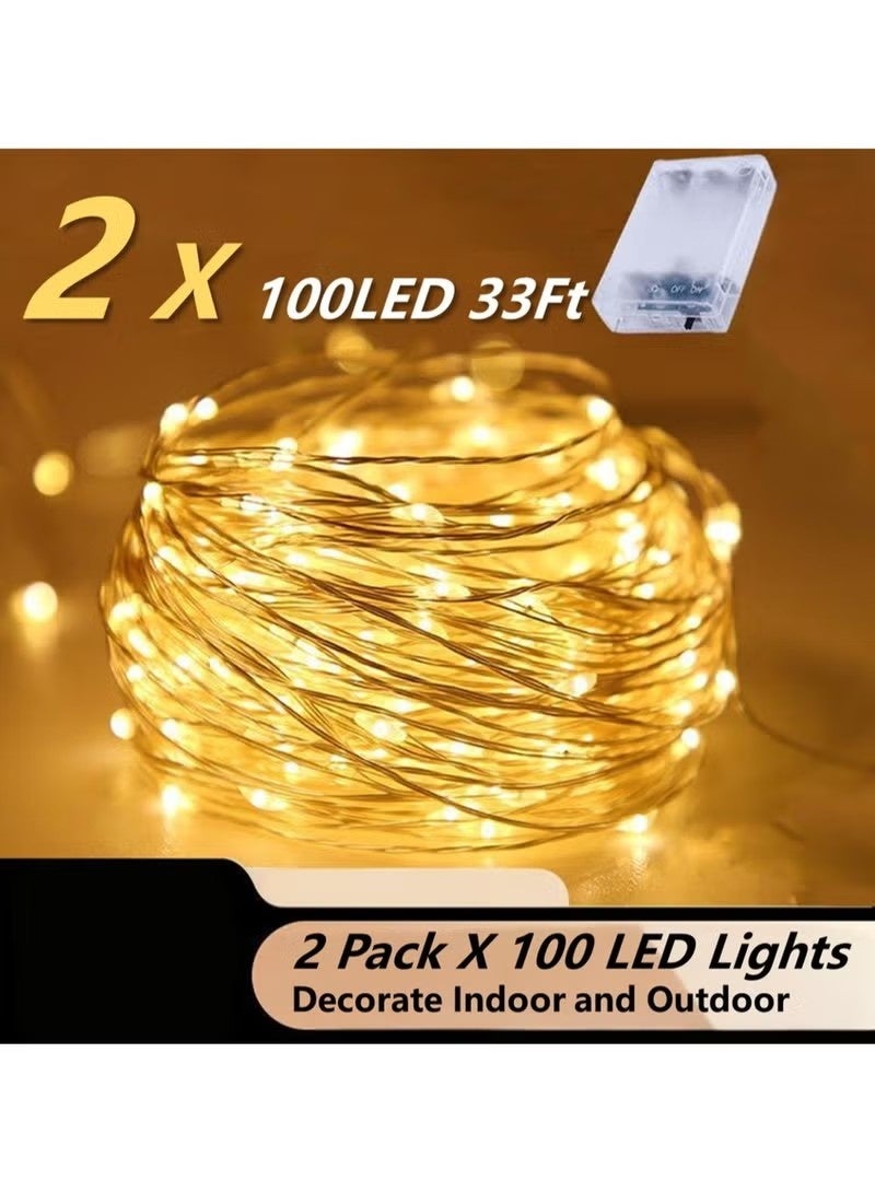 2 Pack x 100 LED Waterproof Battery Operated Fairy Twinkle String Light - Image 1