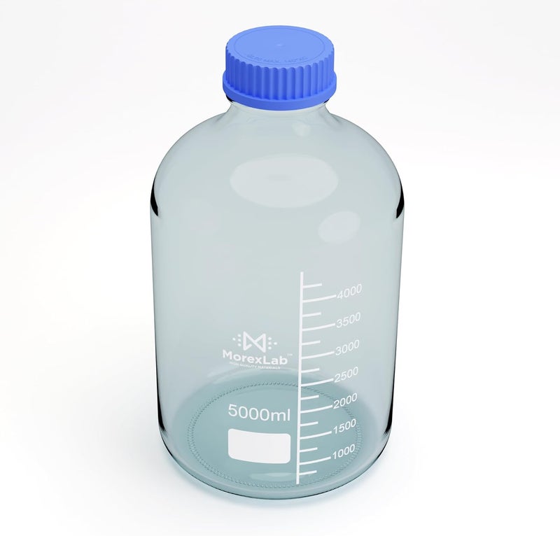 MorexLab 5000ML Storage Glass Bottles – 1pc Round Media Storage Bottle – Borosilicate Glass Bottles – Safe Probe Storage Glass Storage Bottles with GL60 Blue Screw Cap (5000ml - 1pc) - Image 4