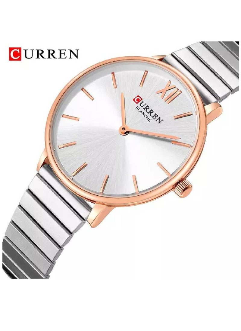 CURREN - 9040 Brand Luxury Waterproof Women's Watch with Quartz Ladies Wrist Watch Silver - Image 1