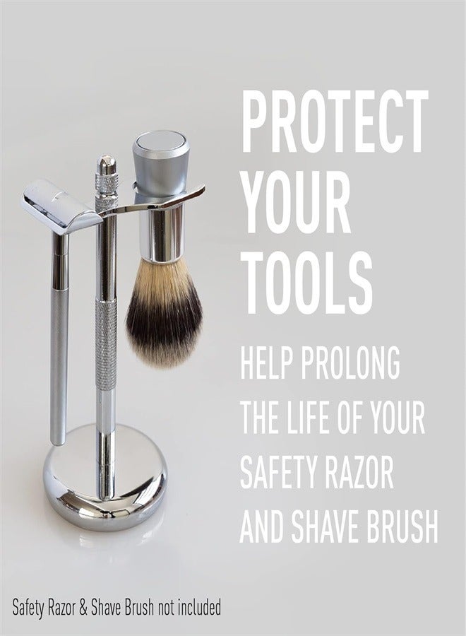 Generic Safety Razor Shaving Brush Display Stand with Non Slip Base Dual Shave Stand Designed to Prevent Water Damage Improve Hygiene and Protect Shaving Kit  - Image 1