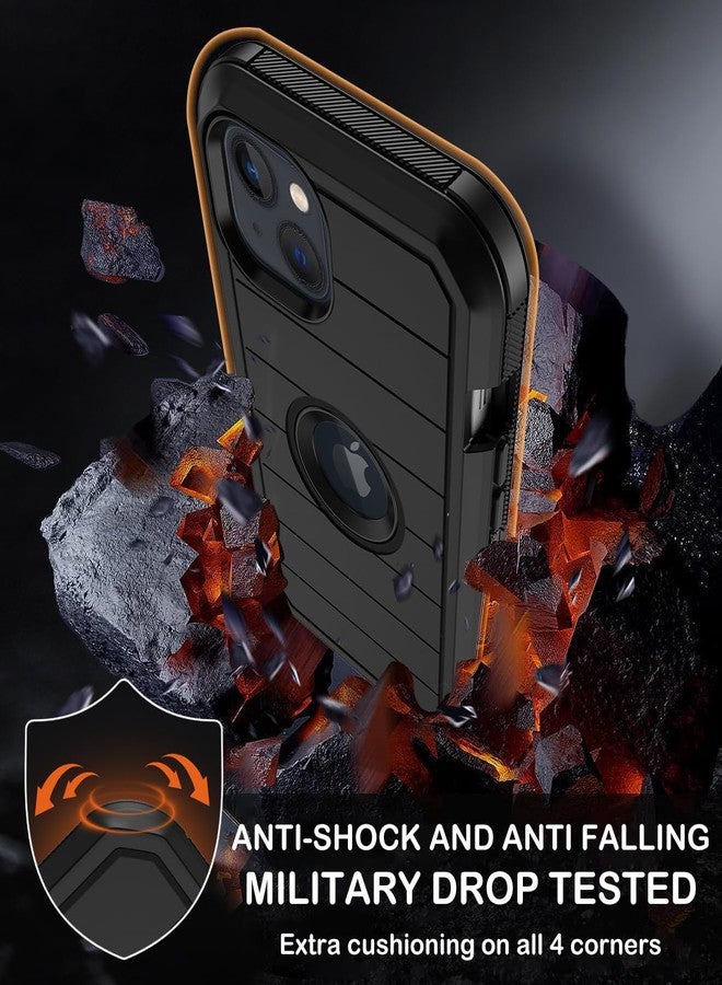 جراب KECAI لهاتف iPhone 14 Plus مع مشبك حزام، واقي شاشة مدمج، غطاء هاتف متين مقاوم للصدمات والسقوط، بمواصفات عسكرية، مع مسند، متوافق مع Apple 14 Plus 6.7 بوصة (أسود) - Image 4