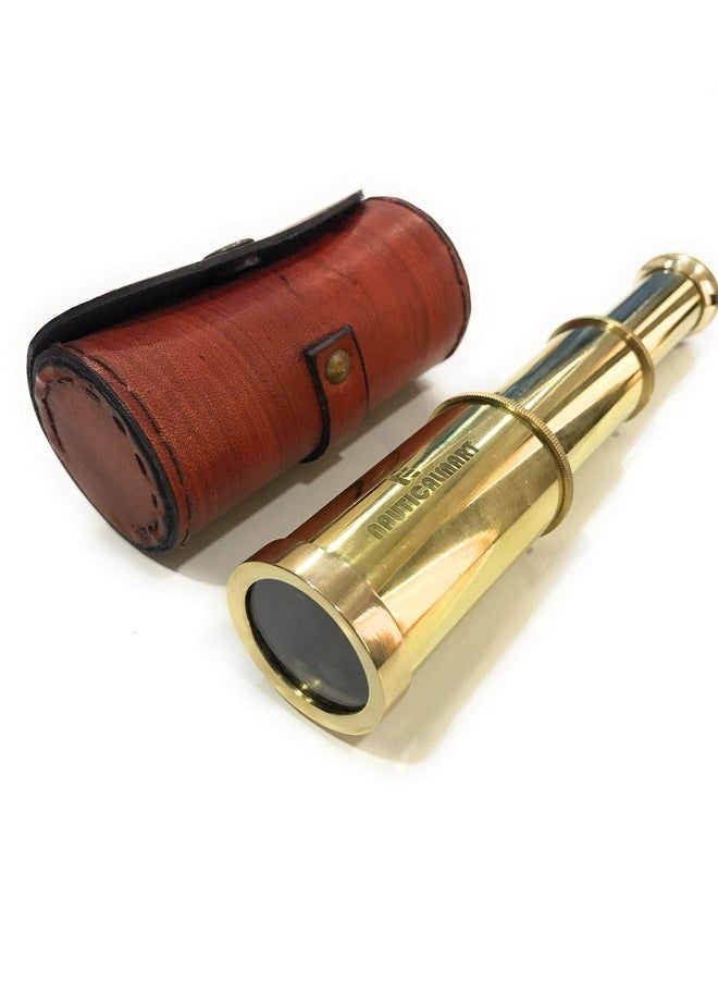NAUTICALMART Solid Brass Handheld Telescope 6" Nautical Pirate Spy Glass With Free Case  - Image 1