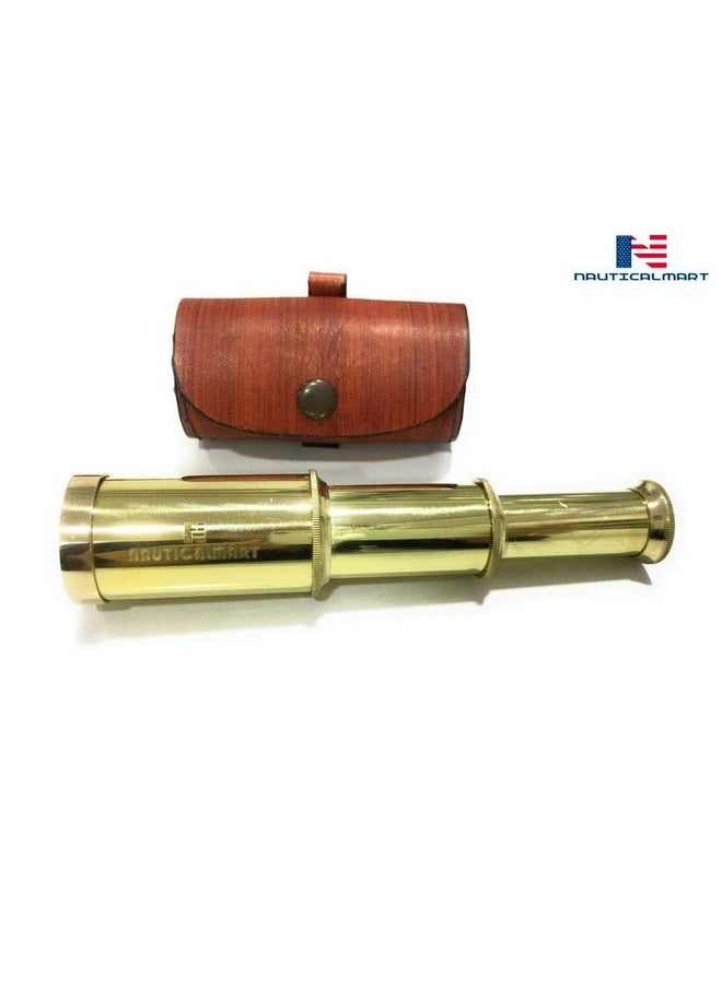 NAUTICALMART Solid Brass Handheld Telescope 6" Nautical Pirate Spy Glass With Free Case  - Image 3