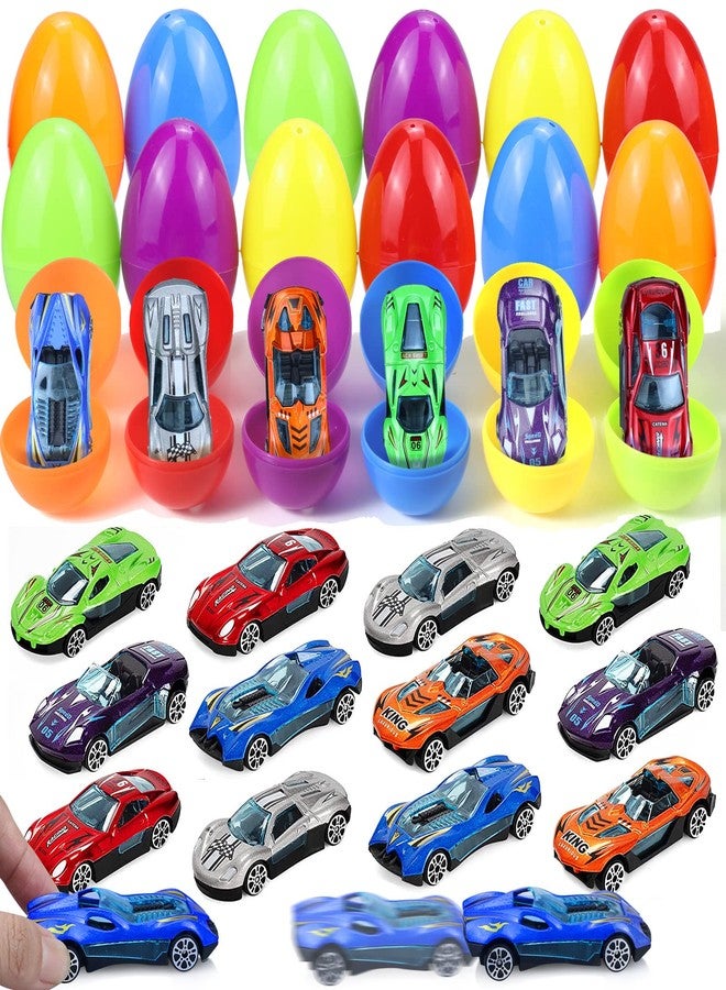OCHIDO 12Pack Easter Eggs Filled with Die-Cast Cars, Prefilled Easter Eggs with Toys Inside for Kids Easter Basket Essentials, Easter Egg Hunting Games Party Favor Supplies - Image 1