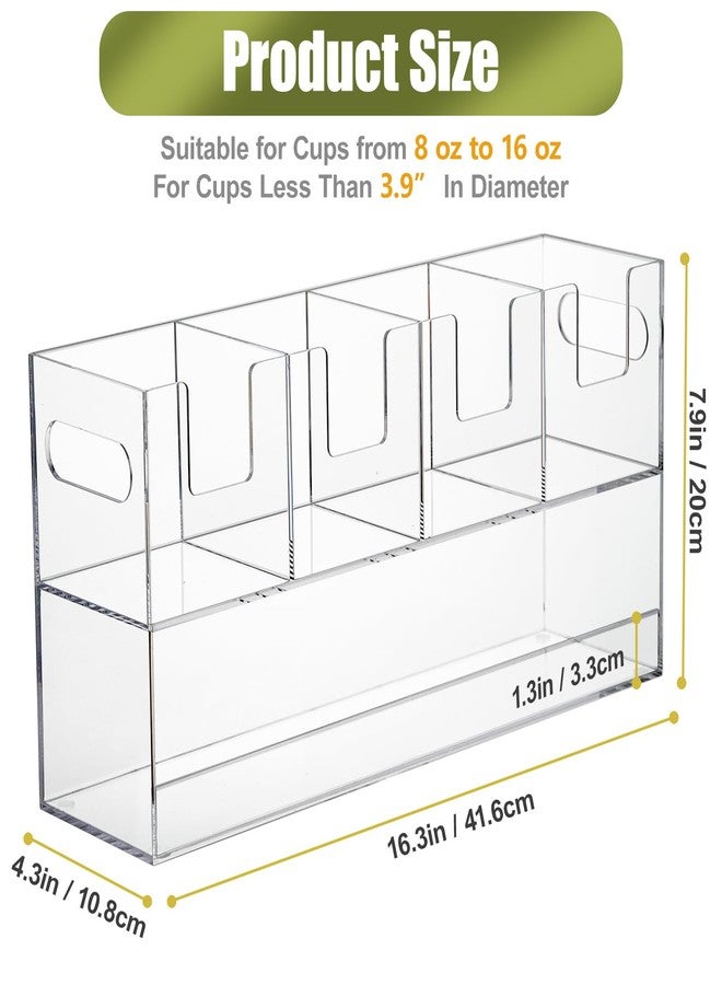 MYITYARD Cup Storage Organizer, Coffee Station Caddy, Clear Acrylic Cup and Lid Holder, Coffee Condiment Bar Accessories for Pods, Sugar, Creamer, Syrup, 5 Compartments - Image 2