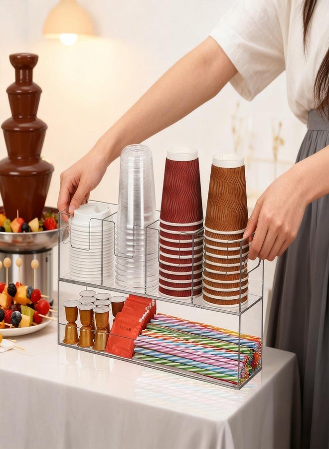 MYITYARD Cup Storage Organizer, Coffee Station Caddy, Clear Acrylic Cup and Lid Holder, Coffee Condiment Bar Accessories for Pods, Sugar, Creamer, Syrup, 5 Compartments - Image 5