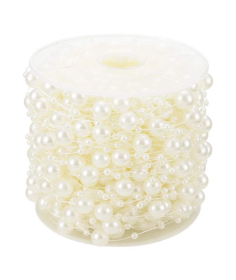FFZDENA 10 M Pearls for Craft, Pearl Strings for Jewelry Making, Wedding Decor, Home Embellishments, DIY Projects, 1-Meter Length Each, Ideal for Bouquet Making and Photography Props - Image 1