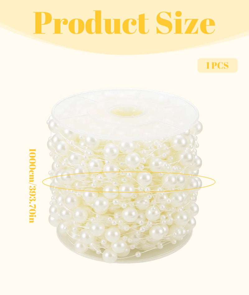 FFZDENA 10 M Pearls for Craft, Pearl Strings for Jewelry Making, Wedding Decor, Home Embellishments, DIY Projects, 1-Meter Length Each, Ideal for Bouquet Making and Photography Props - Image 2