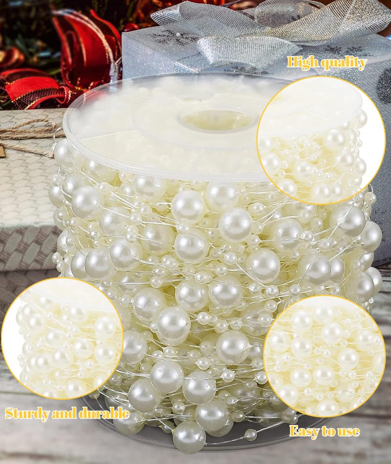 FFZDENA 10 M Pearls for Craft, Pearl Strings for Jewelry Making, Wedding Decor, Home Embellishments, DIY Projects, 1-Meter Length Each, Ideal for Bouquet Making and Photography Props - Image 3