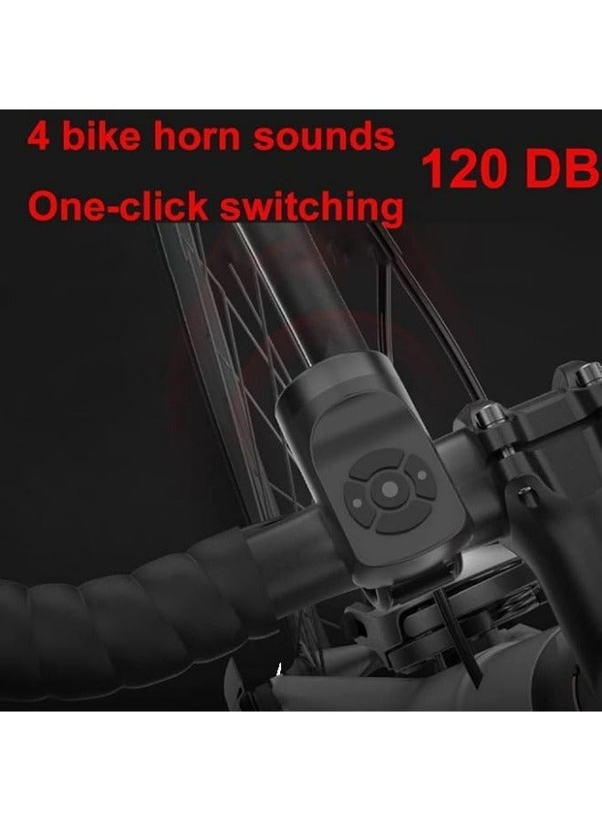 جرس الدراجة الكهربائية، جرس الدراجة بقوة 120 ديسيبل، بوق ركوب الدراجات بصوت عالٍ للبالغين والأطفال، 4 أوضاع صوت + منبه اهتزاز قابل لإعادة الشحن، مقاوم للماء، قرن دراجة ذكي للدراجات الجبلية، دراجة الطريق، الدراجات البخارية - Image 5