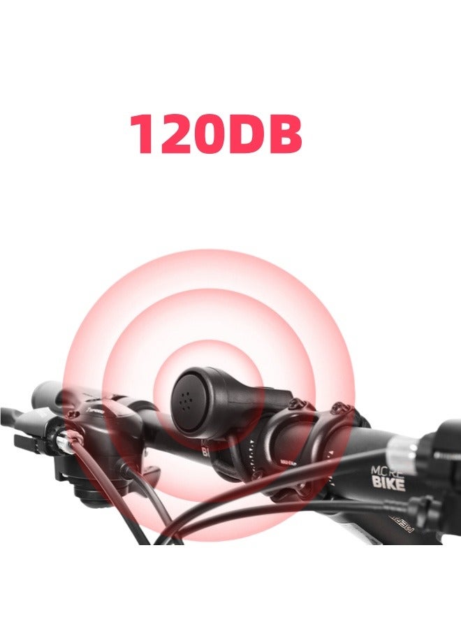 جرس الدراجة الكهربائية، جرس الدراجة بقوة 120 ديسيبل، بوق ركوب الدراجات بصوت عالٍ للبالغين والأطفال، 4 أوضاع صوت + منبه اهتزاز قابل لإعادة الشحن، مقاوم للماء، قرن دراجة ذكي للدراجات الجبلية، دراجة الطريق، الدراجات البخارية - Image 1