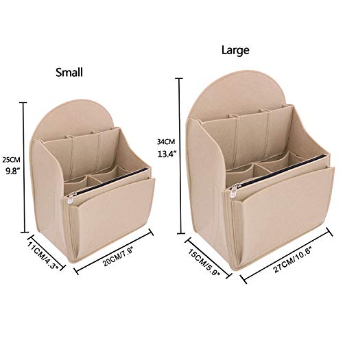 VANCORE Felt Backpack Organizer Insert for Rucksack Handbag Shoulder Bag (Beige,Small) - Image 5