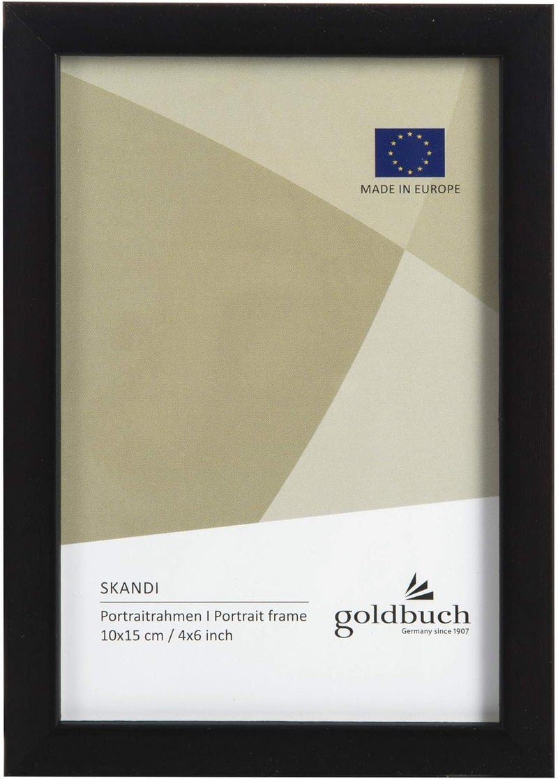 goldbuch Skandi 90 0892 Picture Frame, 10 x 15 cm, Single Frame Made of Real Wood, Portrait Frame for Standing, Wooden Frame with Wall Mount, Photo Frame, Black - Image 1