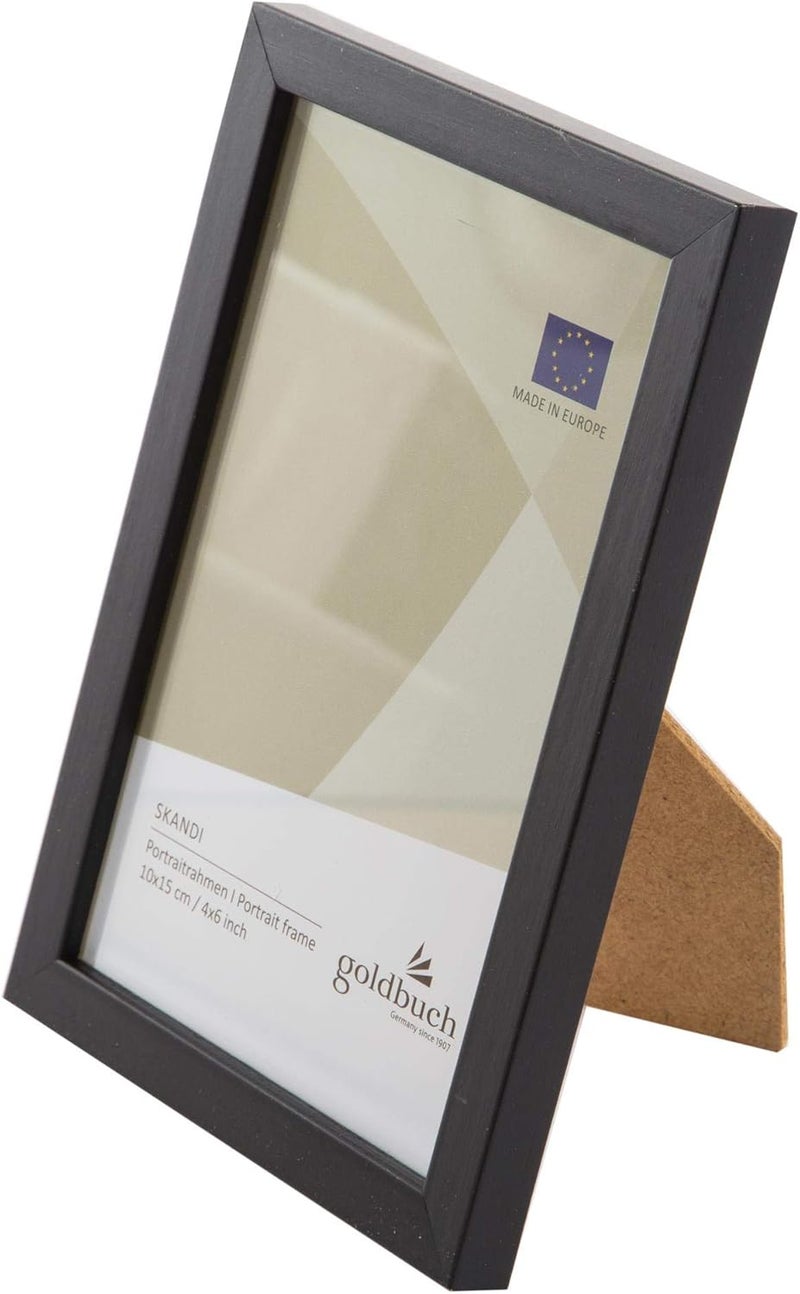 goldbuch Skandi 90 0892 Picture Frame, 10 x 15 cm, Single Frame Made of Real Wood, Portrait Frame for Standing, Wooden Frame with Wall Mount, Photo Frame, Black - Image 2
