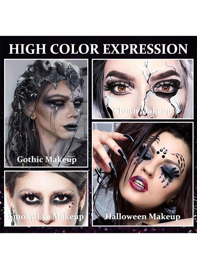 KAPEINE Night Elf Black Eyeshadow Palette,Matte & Glitter Eye Shadow Palette for Smoky Goth Eye Makeup,Black White Gray Eyeshadow Makeup Palette,Longlasting Waterproofing Smoky Eyeshadow Palette - Image 5
