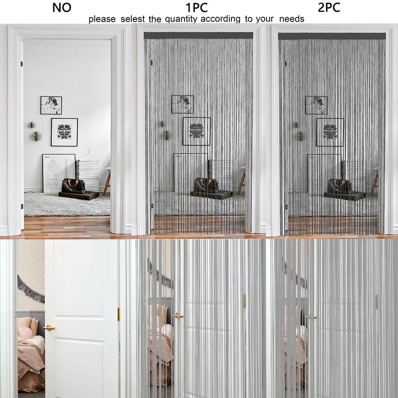 HSYLYM Spaghetti String Curtains for Doorways Privacy Door Frame Tassel Hippy Wall Kitchen Hallway Boho Fringe Curtain Hanging Door Room Dividers Decor 1 Panel(39?110in/100?280cm Grey) - Image 3