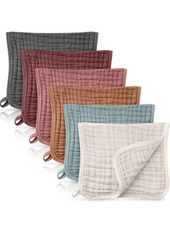 Irenare 6 Pieces Large 20 X 10 Inch Burp Cloths Multicolors Muslin Washcloths Baby Burping Diapers 6 Absorbent  - Image 1