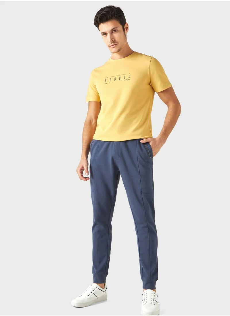 ايكونيك Slogan Print Crew Neck T-Shirt