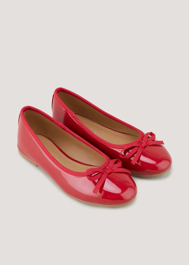 Matalan Girls Red Patent Bow Ballet Shoes