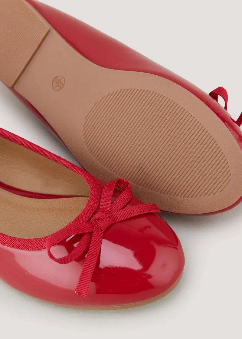 Matalan Girls Red Patent Bow Ballet Shoes