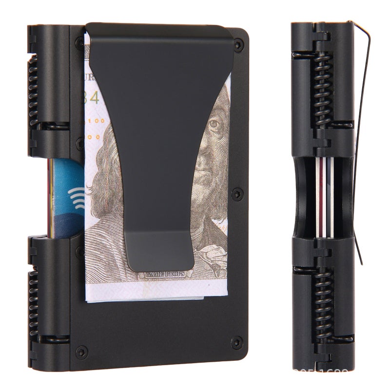 حامل بطاقات معدني مضاد للسرقة بنمط ألياف الكربون مع تقنية RFID - Image 3
