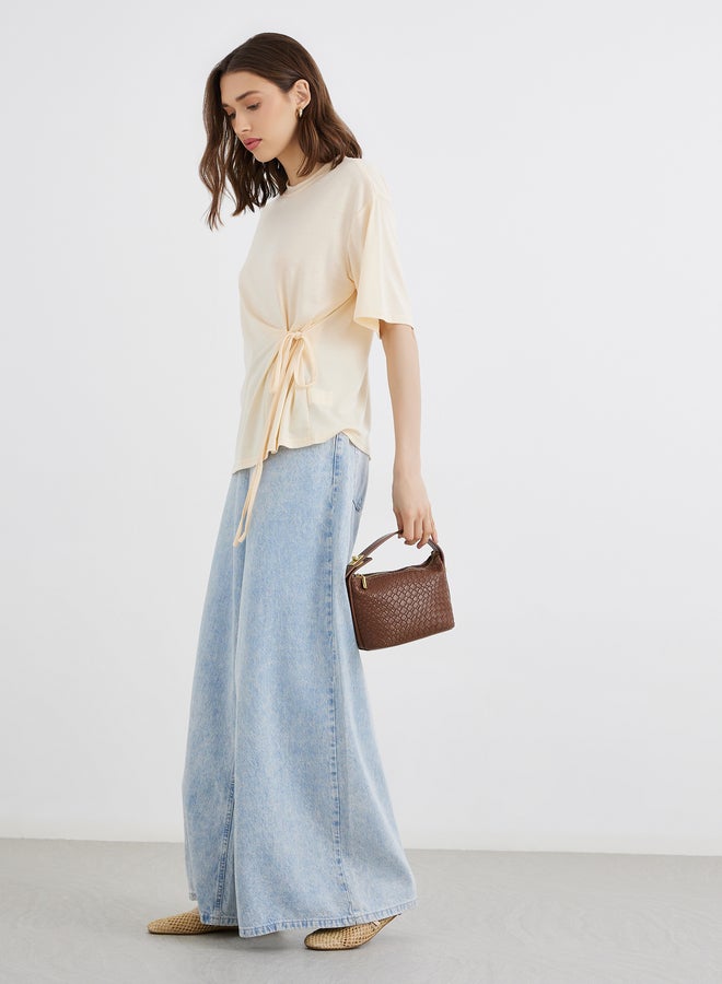 تايك تو توب لف بياقة مستديرة ورباط مزدوج - Image 2