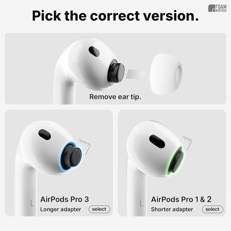 AutoLine Pro أطراف أذن فوم ماسترز فائقة الجودة من رغوة الذاكرة لـ AirPods Pro الجيل الثالث فقط | 3 أزواج | إصدار جديد | تثبيت آمن | راحة فائقة | عزل صوت أفضل | أطراف بديلة، أبيض - مقاسات مختلطة صغير/متوسط/كبير - Image 2
