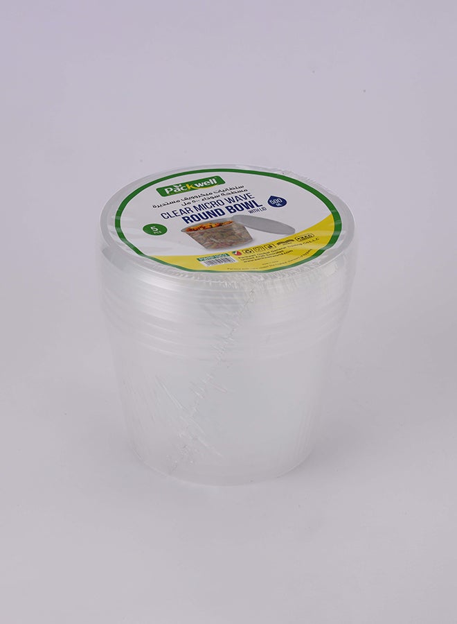 packwell Micro Wave Round Bowl 500 Ml With Lid 5 Pc - Image 1