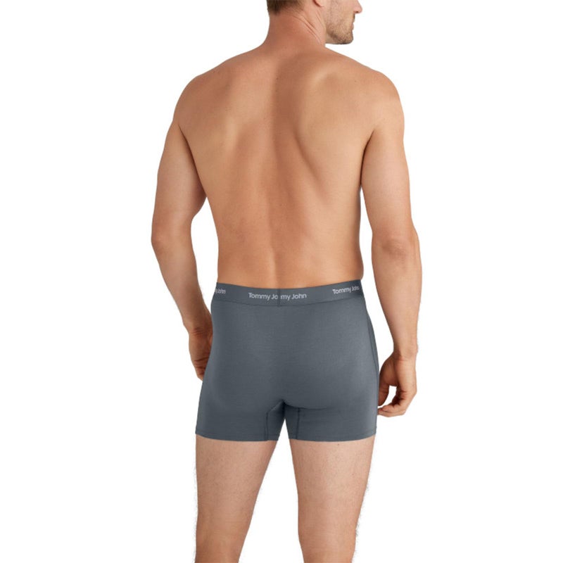 Tommy John Men's Luxe Modal 4" Trunk Boxer Brief Underwear 3-Pack, Black/Turbulence/Monument, Large - Image 4