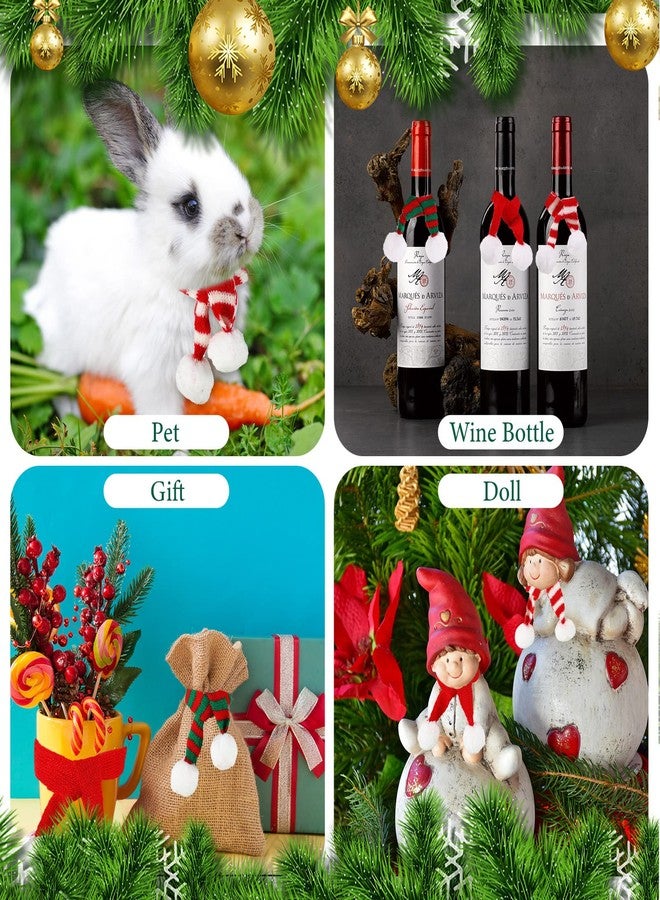 Tarpop 24 Pcs Mini Christmas Scarf 13 Inch Doll Christmas Pet Scarf Knitted DIY Doll Clothes Accessory Wine Bottle Neckerchief for Gift Pet Dog Cat Gift Decoration Crafts, Red, White and Green - Image 3