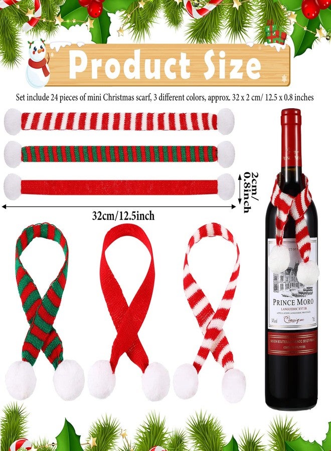 Tarpop 24 Pcs Mini Christmas Scarf 13 Inch Doll Christmas Pet Scarf Knitted DIY Doll Clothes Accessory Wine Bottle Neckerchief for Gift Pet Dog Cat Gift Decoration Crafts, Red, White and Green - Image 2