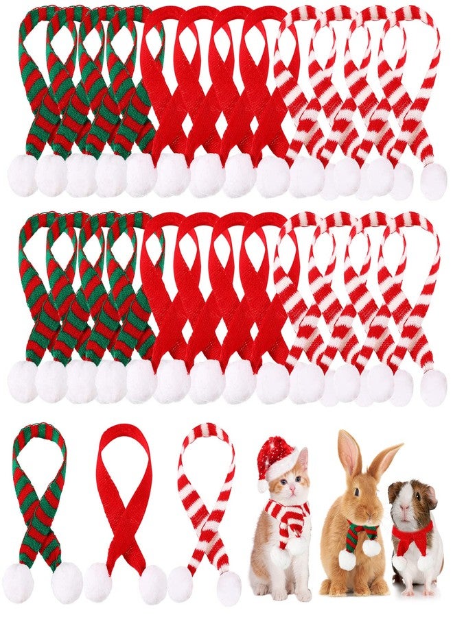 Tarpop 24 Pcs Mini Christmas Scarf 13 Inch Doll Christmas Pet Scarf Knitted DIY Doll Clothes Accessory Wine Bottle Neckerchief for Gift Pet Dog Cat Gift Decoration Crafts, Red, White and Green - Image 1