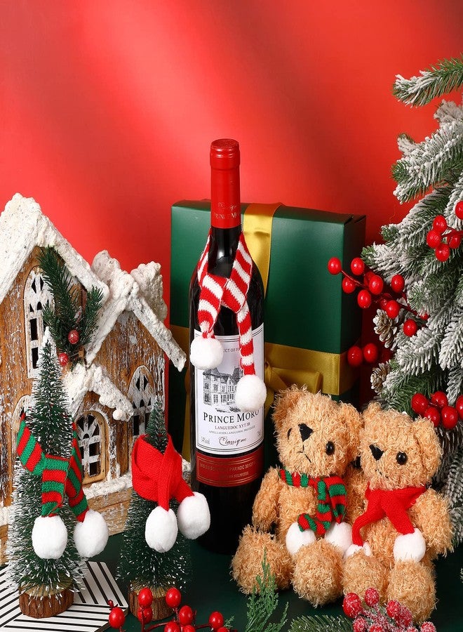 Tarpop 24 Pcs Mini Christmas Scarf 13 Inch Doll Christmas Pet Scarf Knitted DIY Doll Clothes Accessory Wine Bottle Neckerchief for Gift Pet Dog Cat Gift Decoration Crafts, Red, White and Green - Image 5