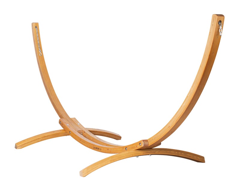 LA SIESTA LA SIESTA Elipso Nature Wood Hammock Stand for Indoor and Outdoor FSCCertified Larch Wood Stand Wooden Hammock Stand only for Double Hammocks Heavy Duty Hammock Stand Hammock Frame  Double Size