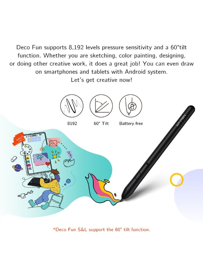 XP-PEN Deco Fun L Graphic Drawing Tablets 10x6 Inches Digital Drawing Pad Art Tablet with 8192 Levels of Pressure Battery-Free Stylus for Digital Drawing, Animation, Online Teaching(Black) - Image 3