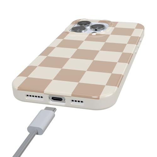 Casely iPhone 16 Pro Case | Fit Check | Neutral Checkerboard Checkered | Classic Ultra Slim Design | Compatible with MagSafe - Image 3