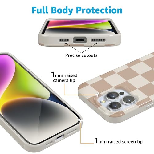 Casely iPhone 16 Pro Case | Fit Check | Neutral Checkerboard Checkered | Classic Ultra Slim Design | Compatible with MagSafe - Image 2